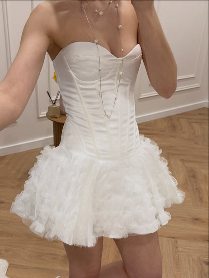 Strapless Corset Tiered Ruffle Mini Dress