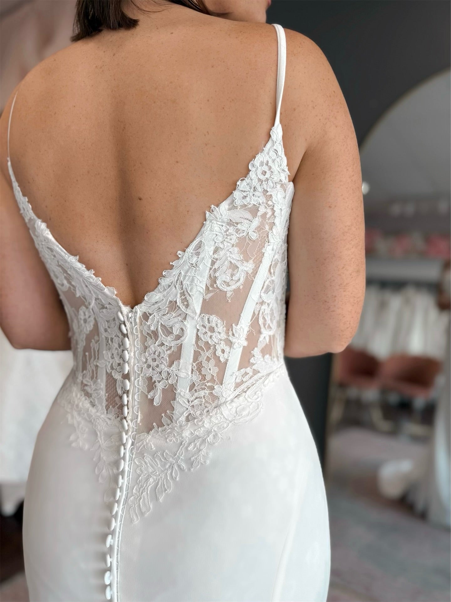 Cowl Neck Mermaid Wedding Dress with Lace Corset Back