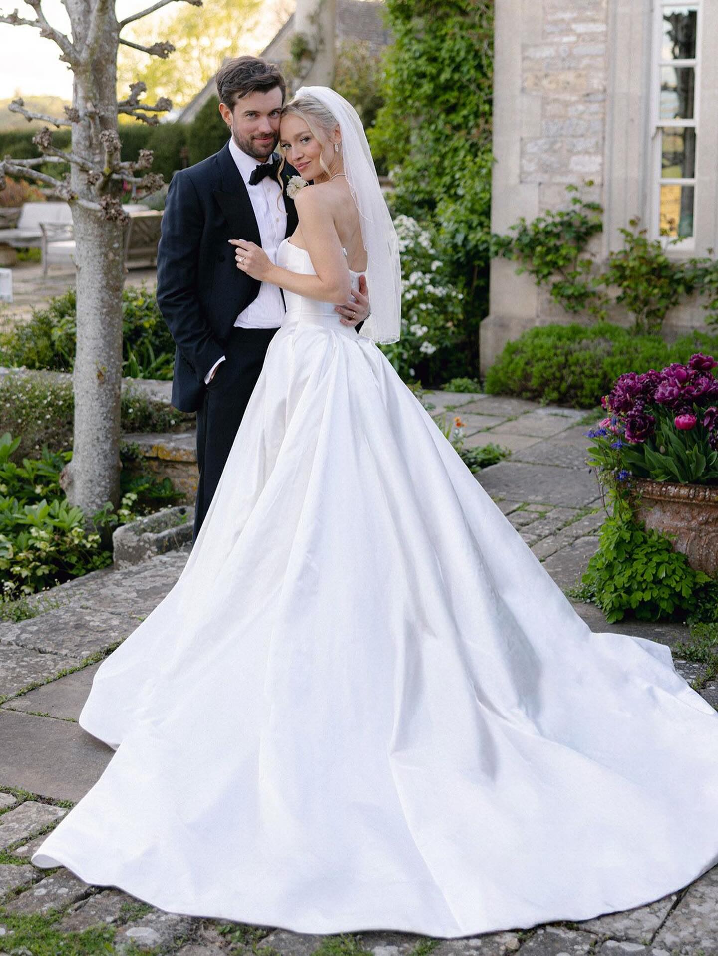 Strapless Satin Ball Gown Wedding Dress with Train
