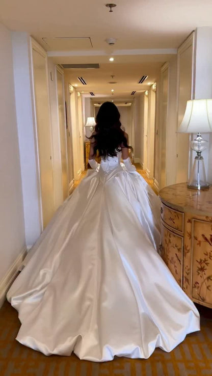 Strapless Corset Beaded Ball Gown Wedding Dress