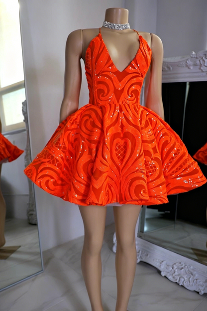Deep V-Neck Halter Backless A-Line Party Dress