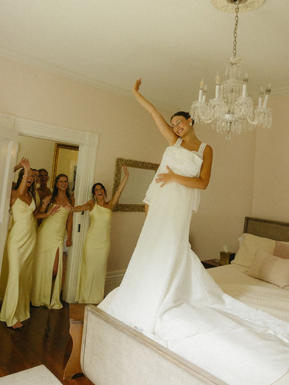 Strapless Sheath Wedding Gown with Sweeping Train