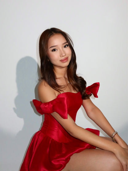 Corset Bubble Hem Mini Dress with Arm Bands