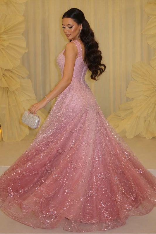Halter Keyhole Sequined A-Line Evening Gown