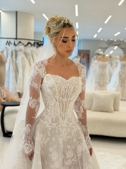 Lace Long Sleeve Ball Gown Wedding Dress