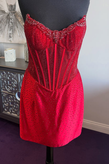 Beaded Corset Sweetheart Mini Cocktail Dress
