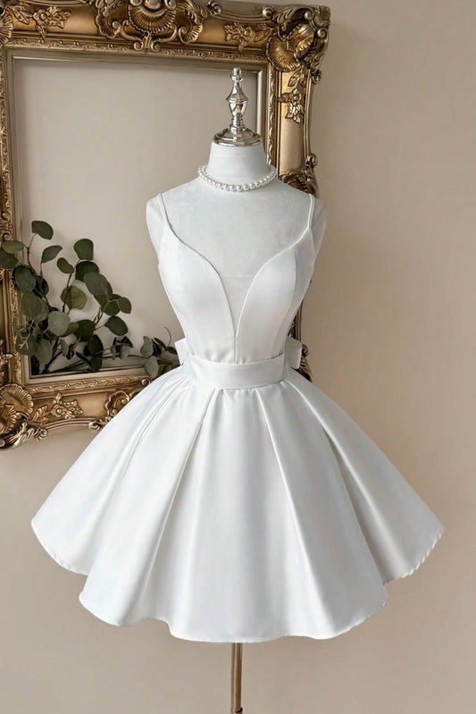 Satin A-Line Spaghetti Strap Short Homecoming Dress
