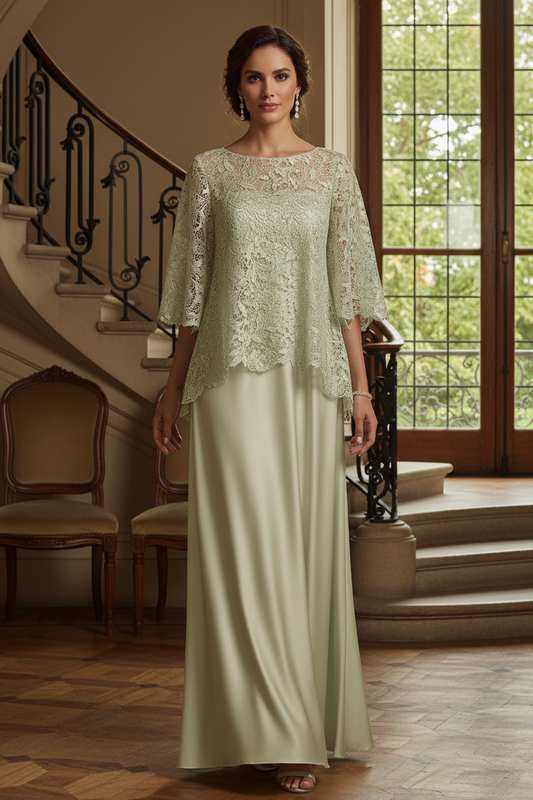 Lace Mock Two-Piece A-Line Evening Gown