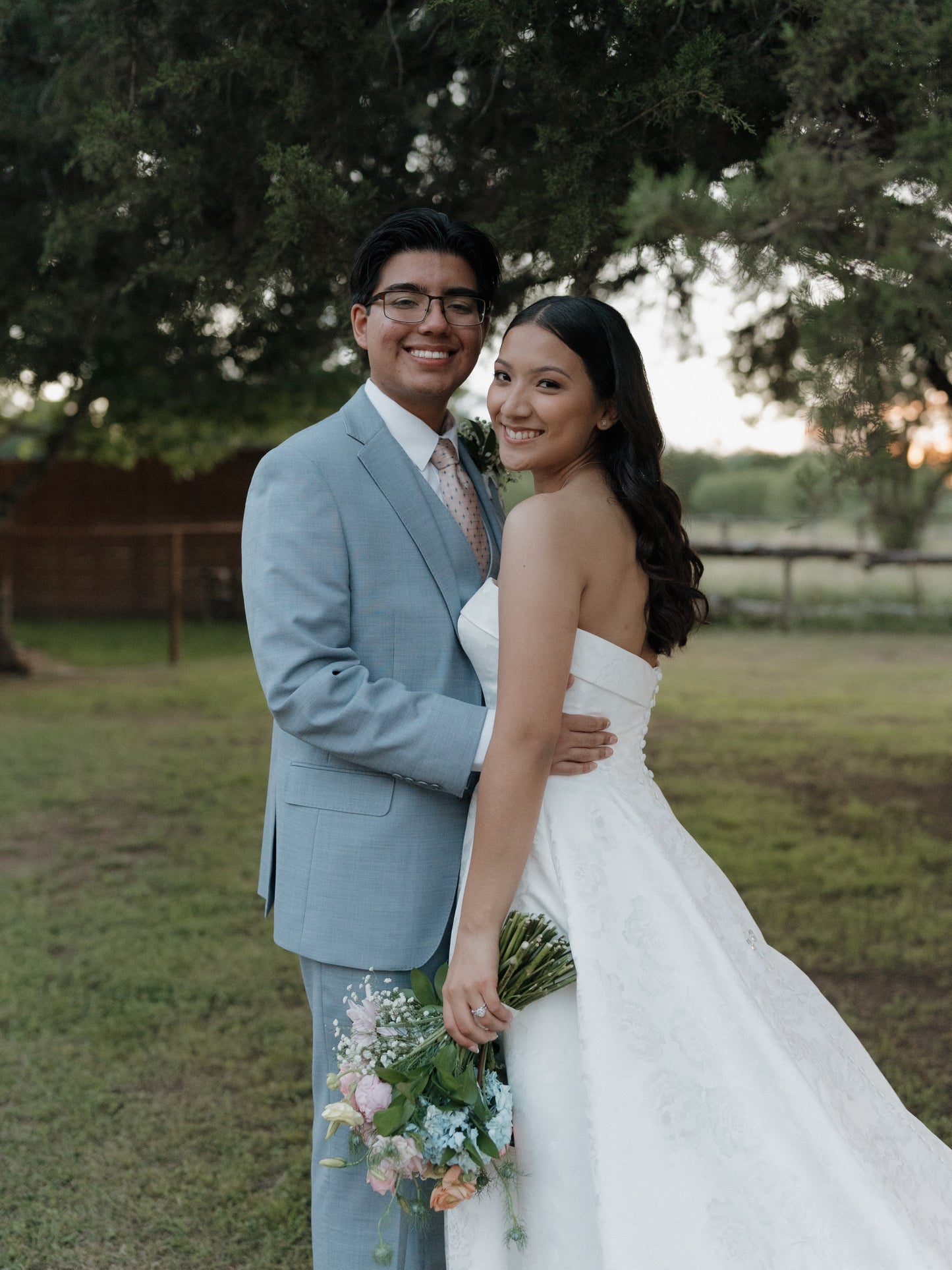 Off-the-Shoulder A-Line Wedding Gown with Fitted Bodice