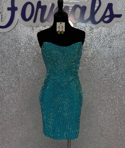 Strapless Rhinestone Embellished Bodycon Dress