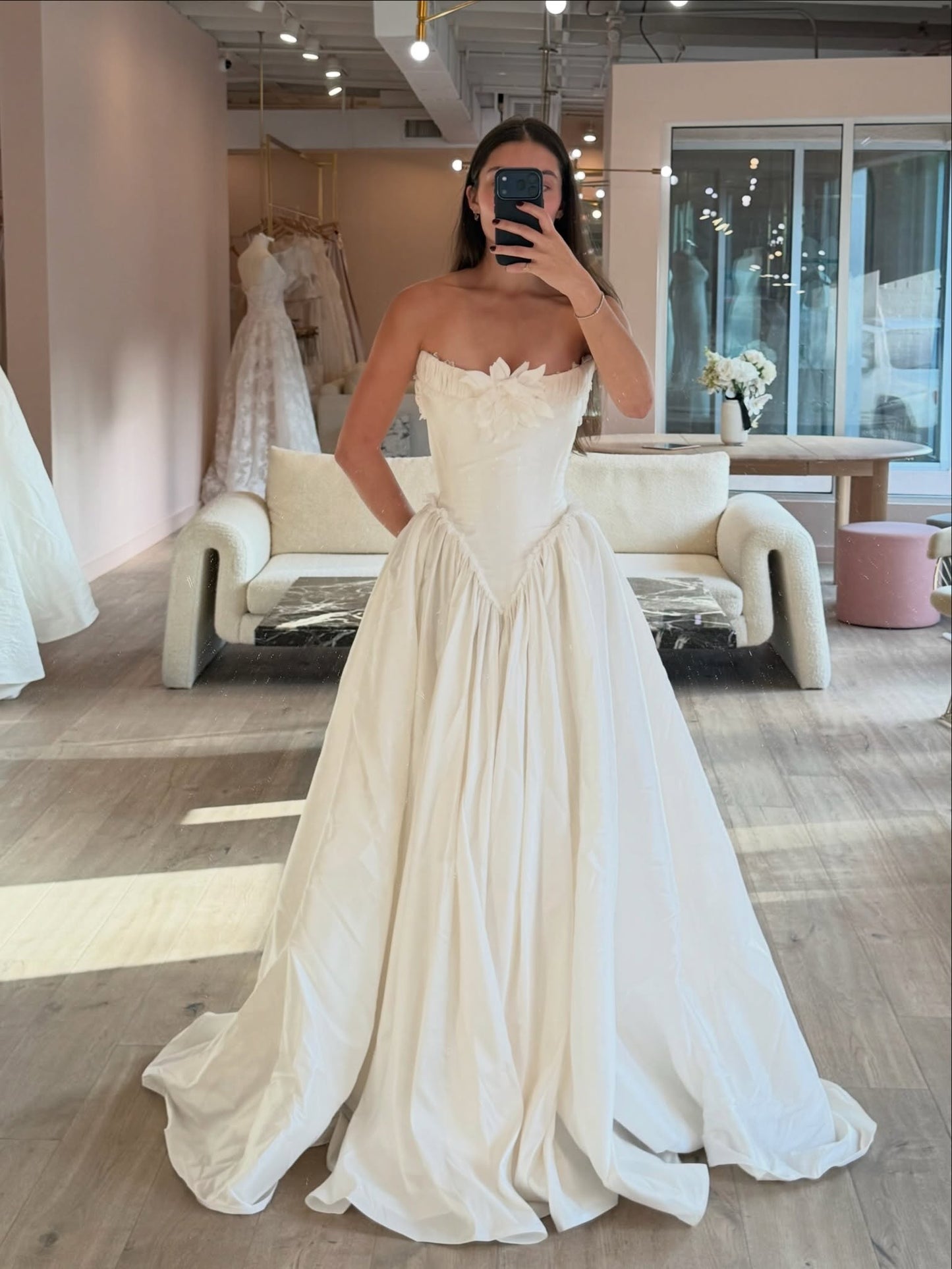 Strapless Basqued Bodice Ball Gown Wedding Dress