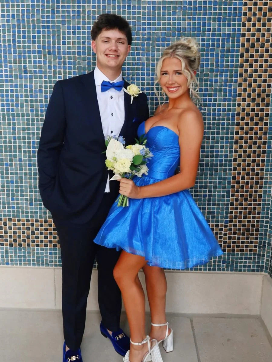 Strapless Corset Mini Dress with Shimmer Skirt
