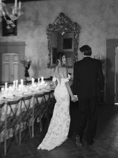 Corset Lace Off-the-Shoulder Mermaid Wedding Gown