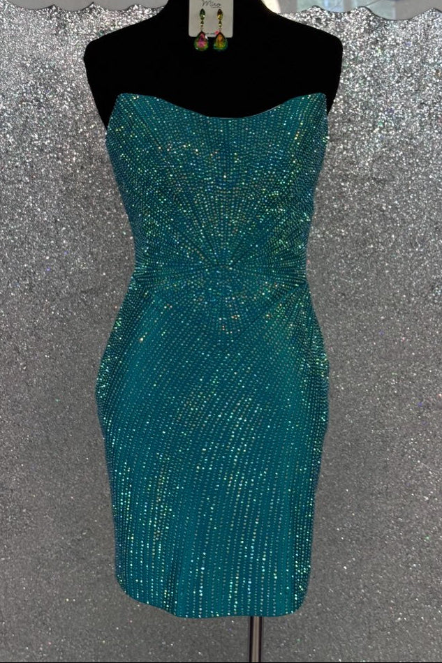 Strapless Rhinestone Embellished Bodycon Dress