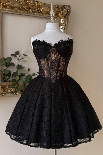Strapless Lace Corset A-Line Mini Dress