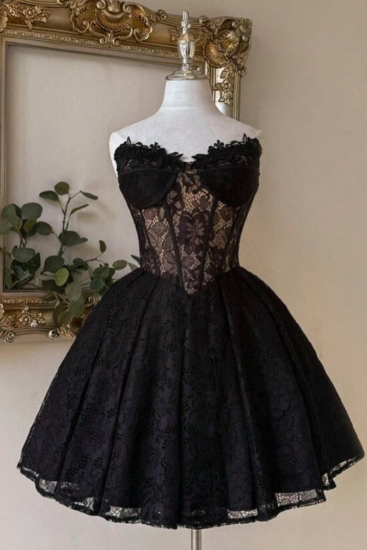 Strapless Lace Corset A-Line Mini Dress