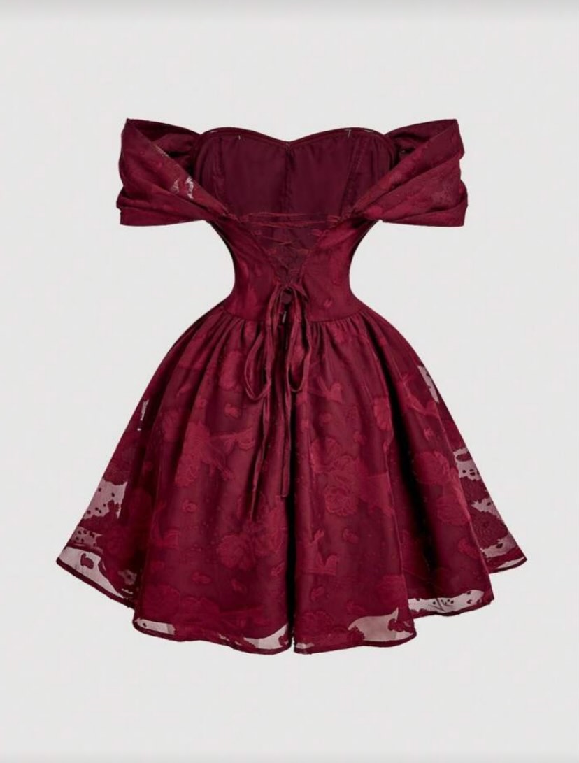 Off-the-Shoulder Lace Corset A-Line Dress