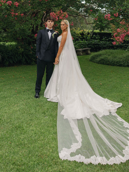 Embellished Corset A-Line Wedding Dress with Train
