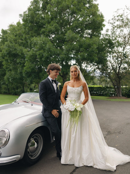 Embellished Corset A-Line Wedding Dress with Train