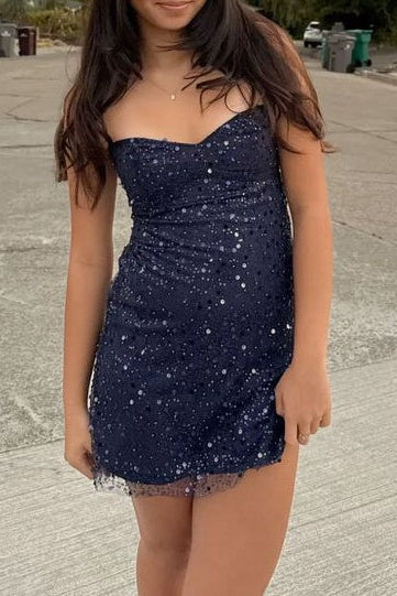 Strapless Sweetheart Sequin Mini Dress