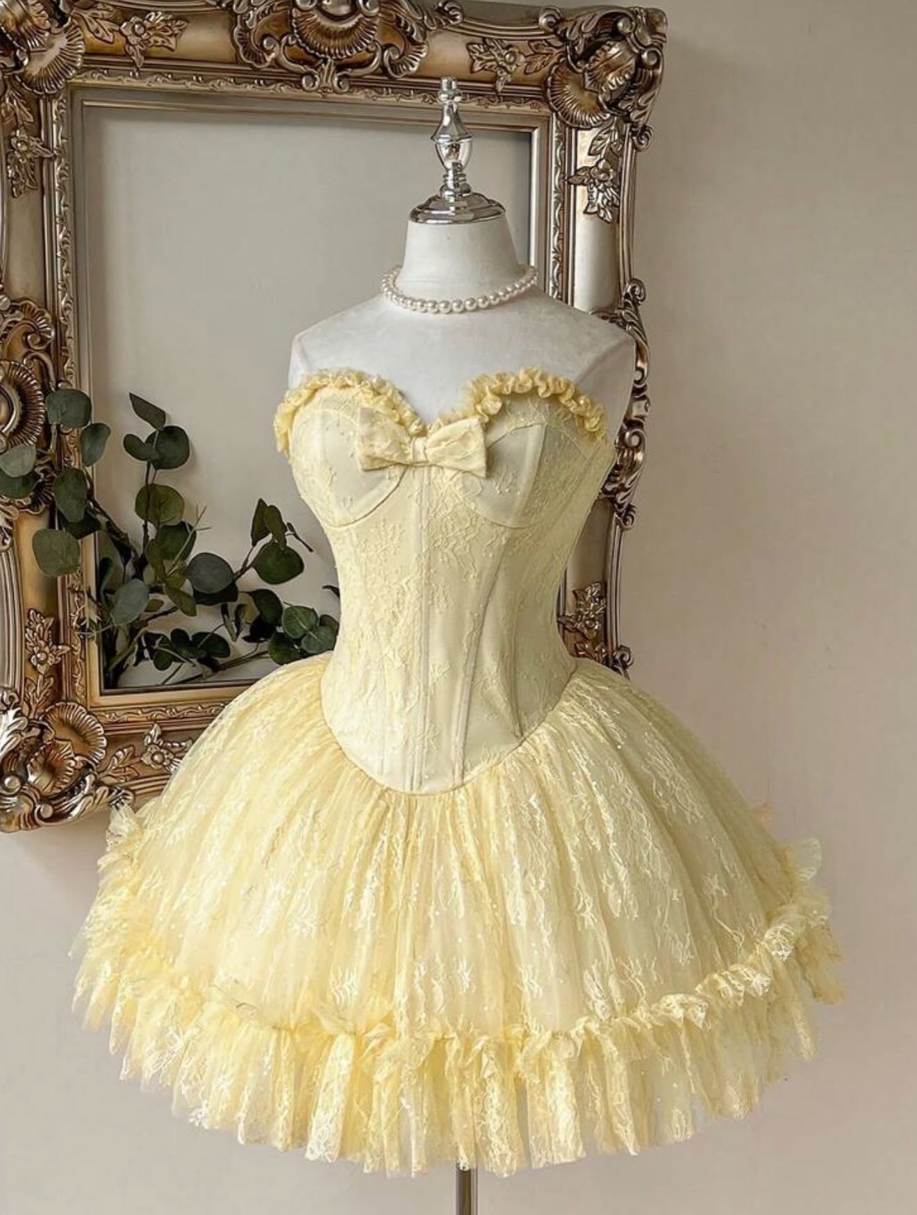 Strapless Lace Corset Mini Dress