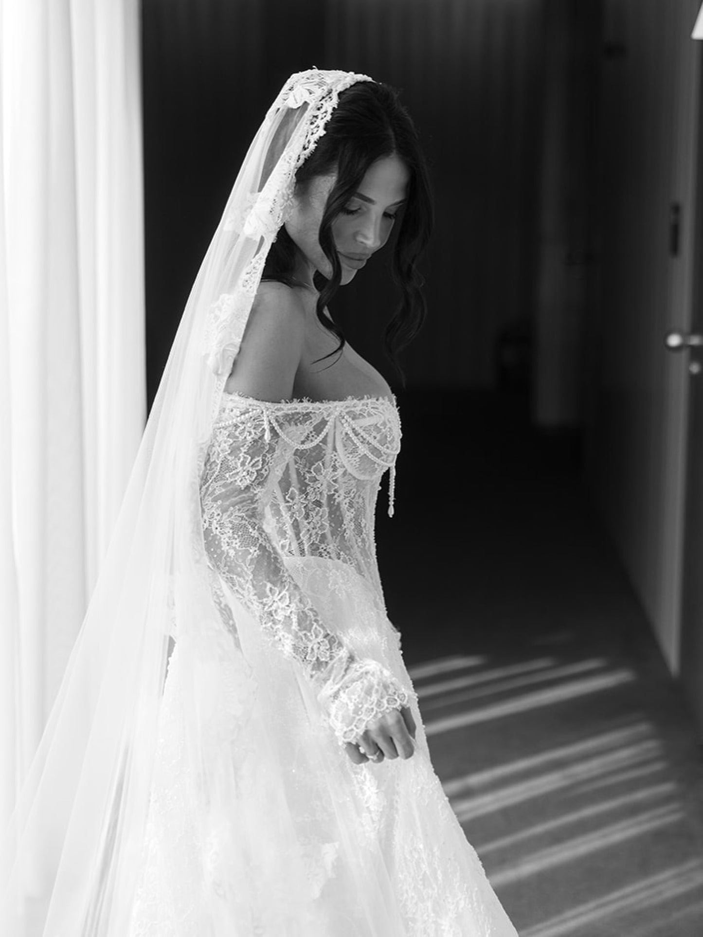 Corset Lace A-Line Wedding Dress with Pearl Beading