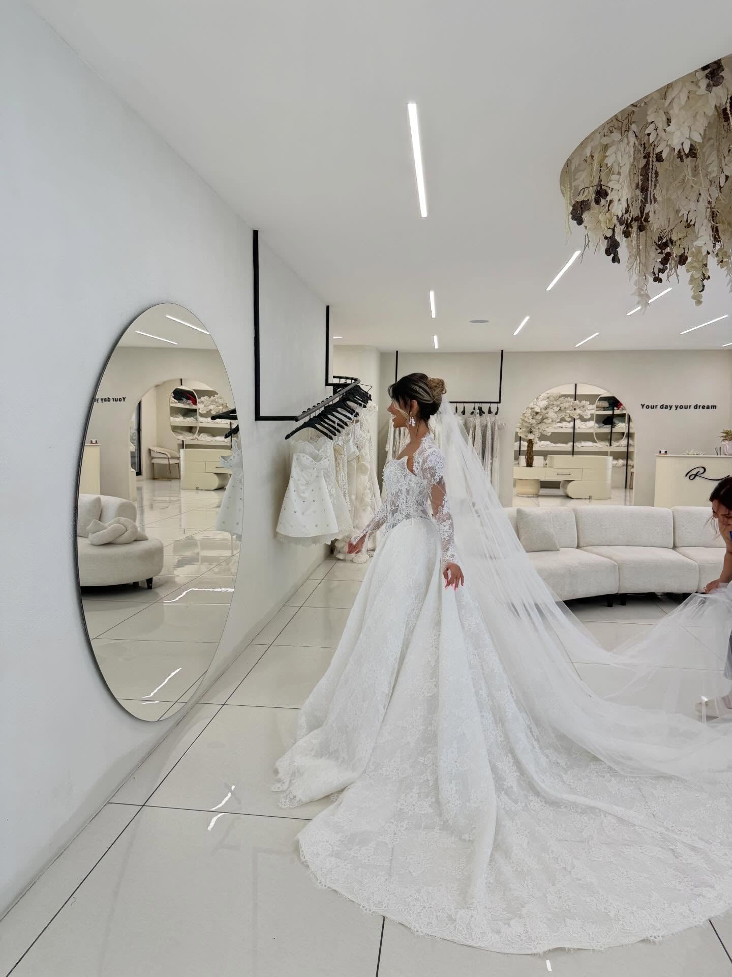 Lace Ball Gown Wedding Dress with Long Sleeves