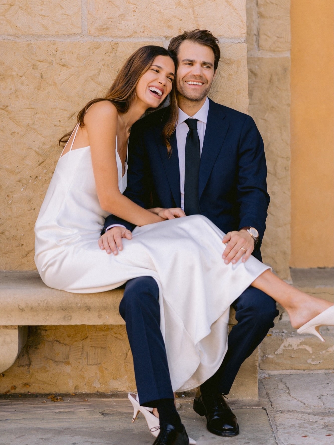 Double Strap V-Neck Slip Wedding Dress