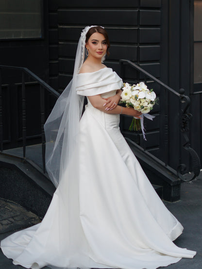 Satin Mermaid Wedding Dress with Detachable Train