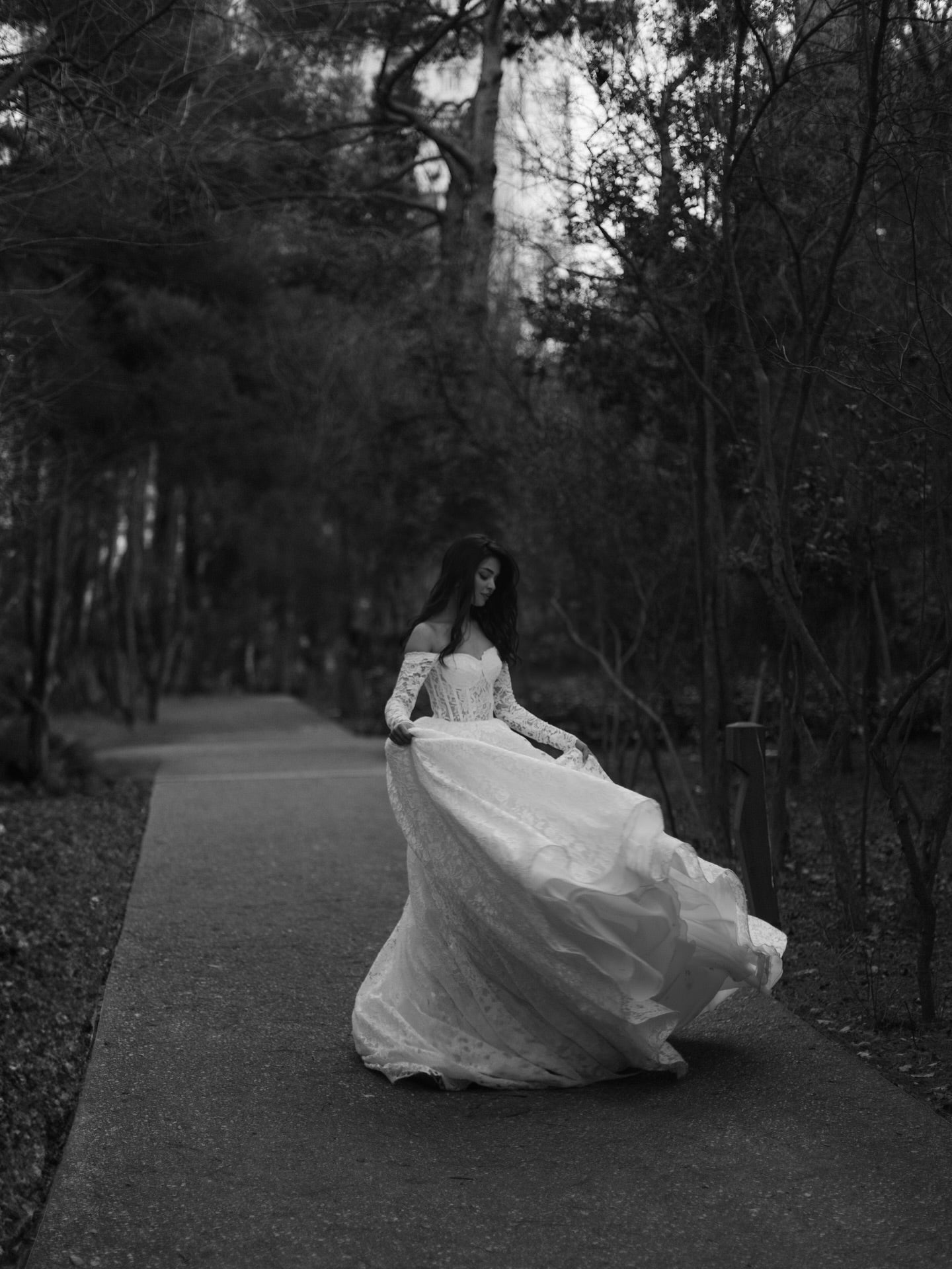 Off-the-Shoulder Lace Ball Gown Wedding Dress