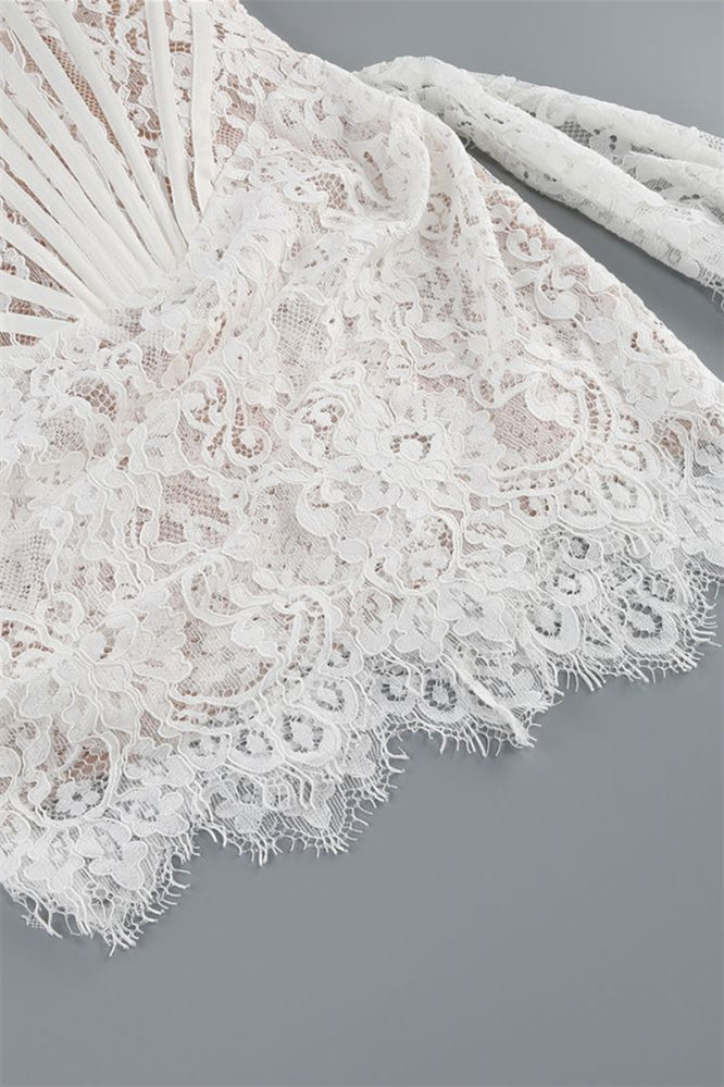 Strapless Lace Corset Mini Dress with Side Drape