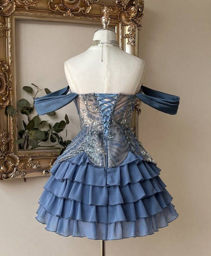Tiered Ruffled Off-the-Shoulder Corset Mini Dress