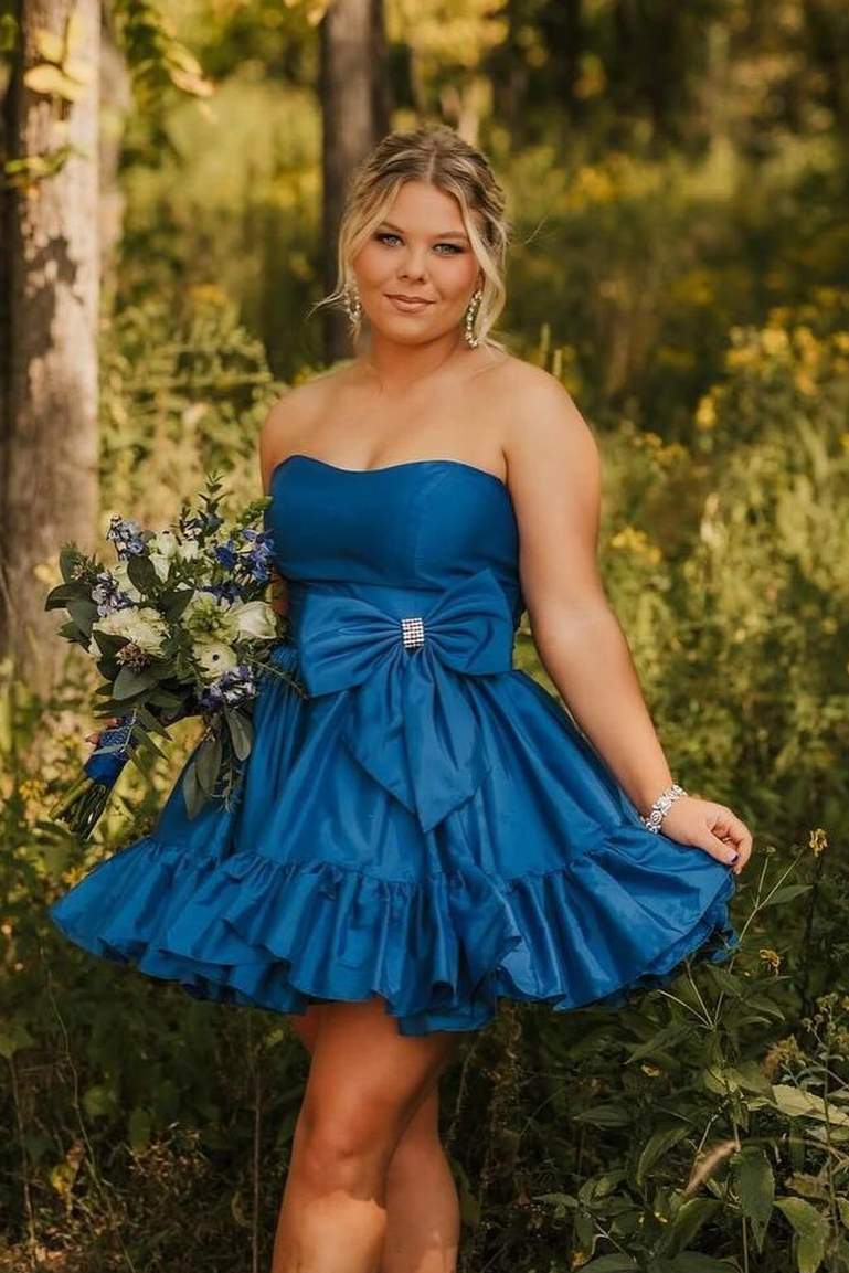 Strapless Ruffled Taffeta Mini Dress