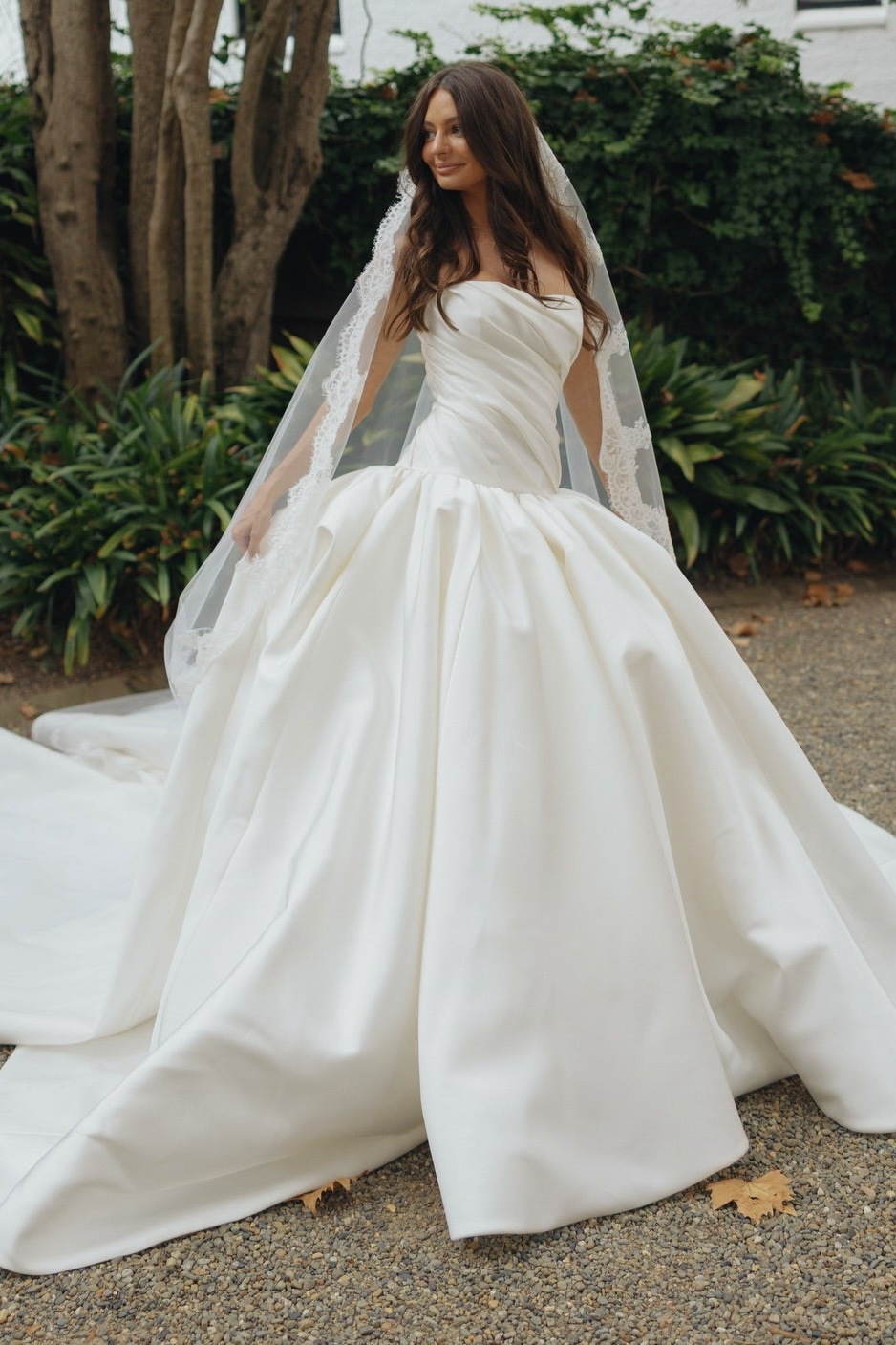 Strapless Ruched Bodice Ball Gown Wedding Dress