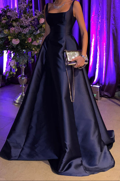 Square Neck A-Line Gown with Train