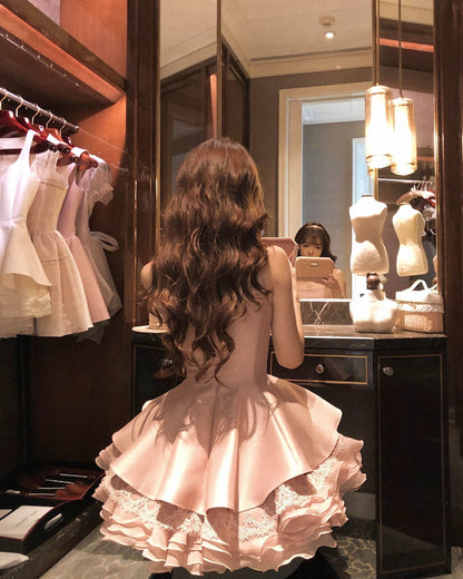 Spaghetti Strap Tiered Ruffle Princess Mini Dress