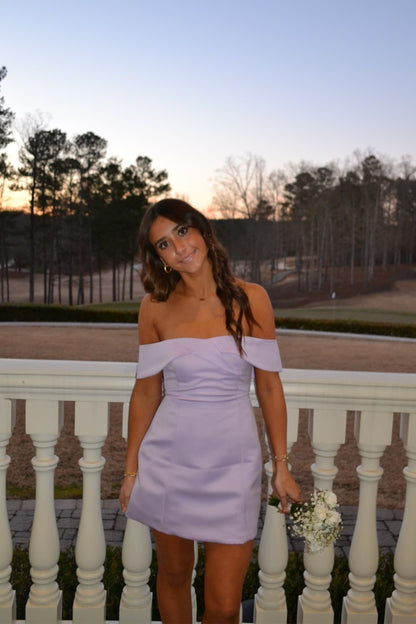 Off-the-Shoulder Crossover Mini Dress