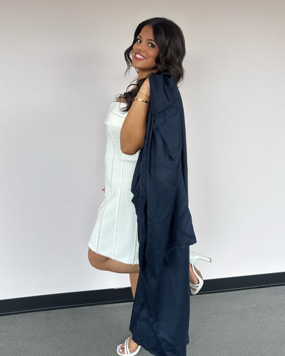 Off-the-Shoulder Pearl Embellished Mini Dress