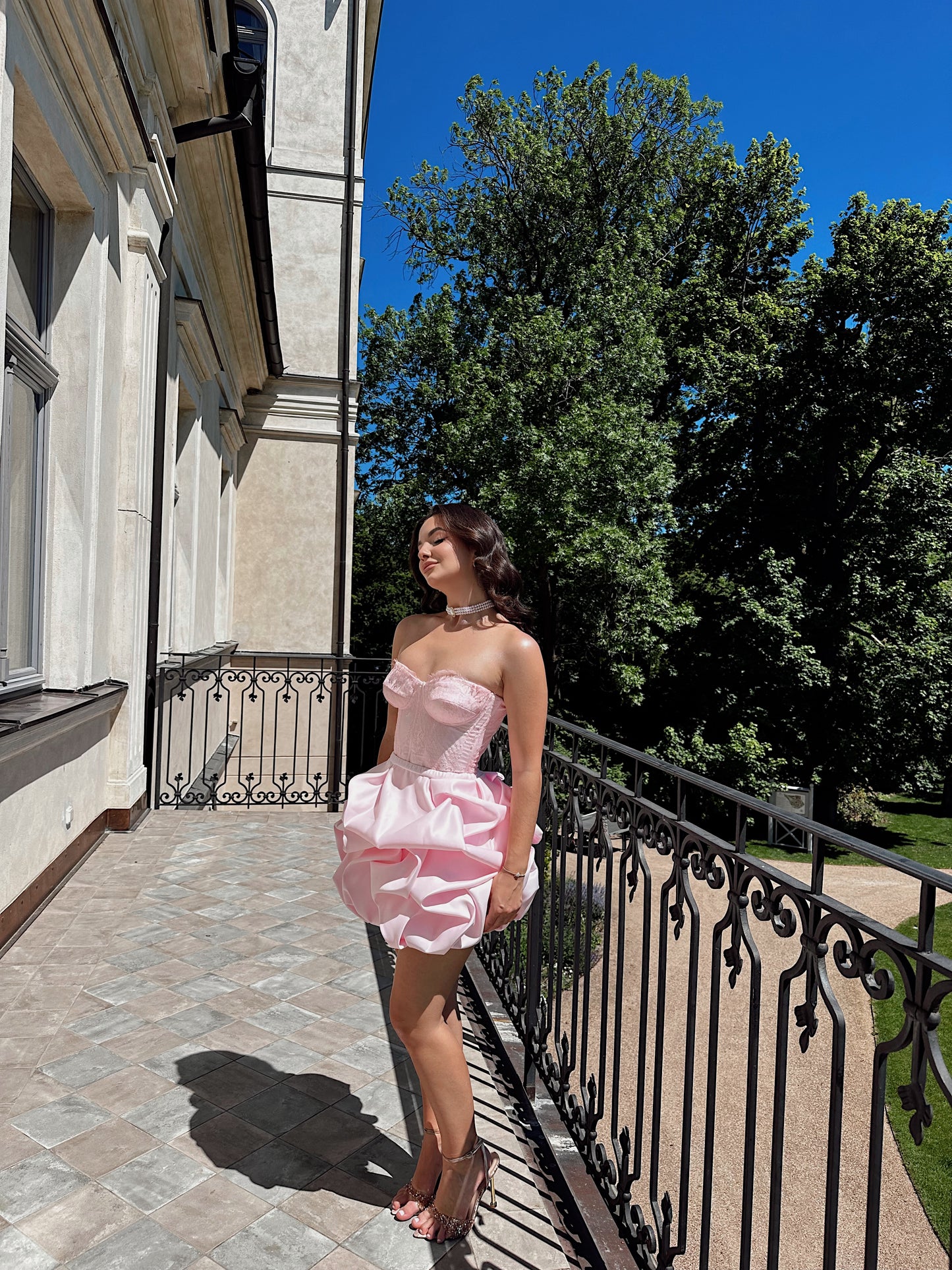 Strapless Corset Bubble Skirt Mini Dress