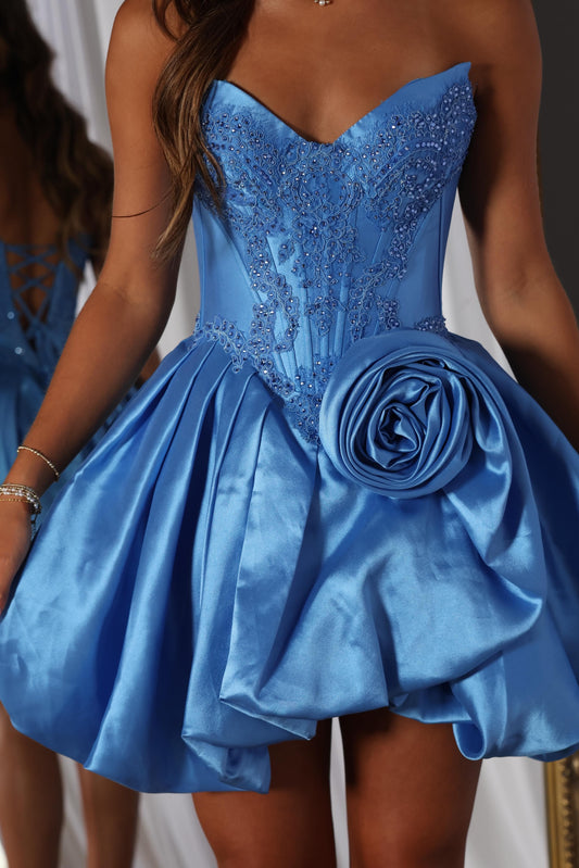 Strapless Lace Corset Bubble Skirt Homecoming Dress