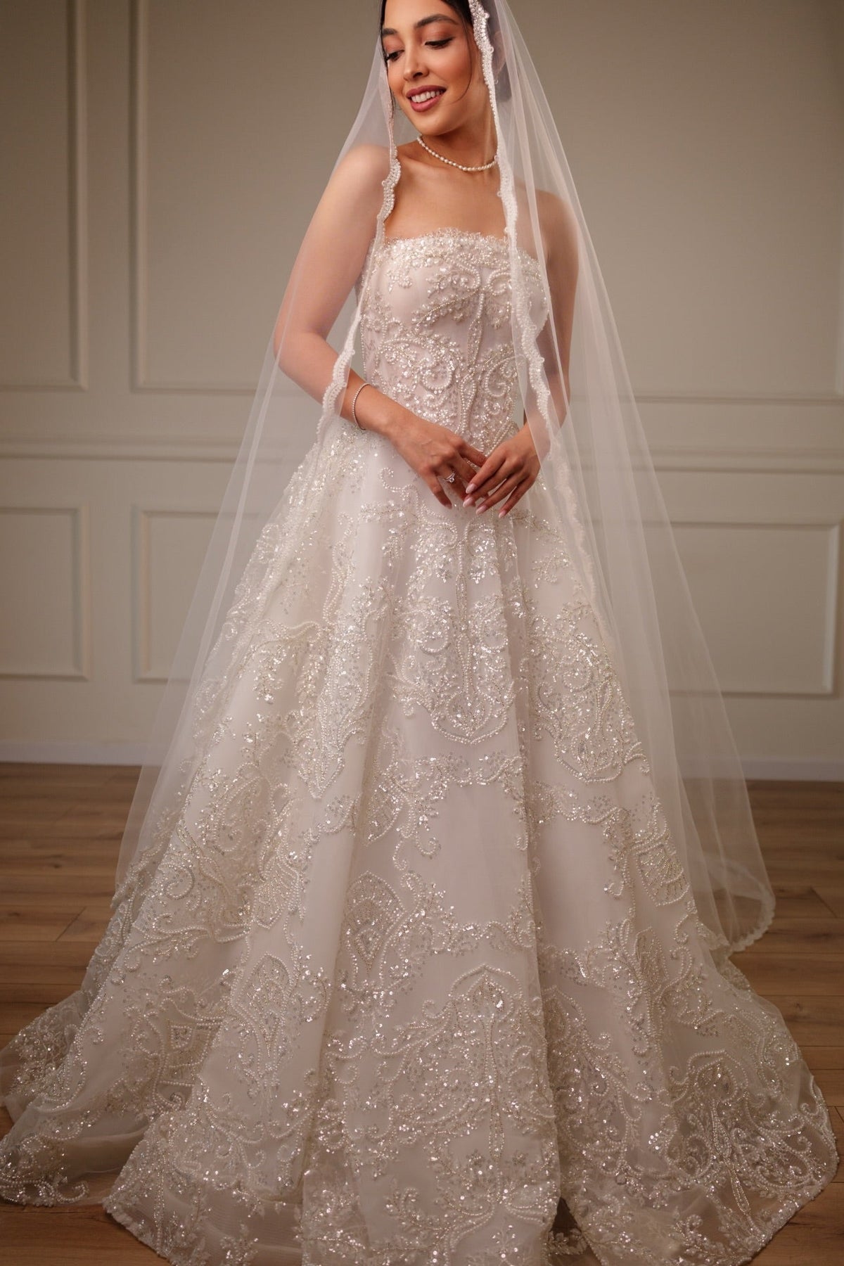 Beaded Embroidered Ball Gown Wedding Dress