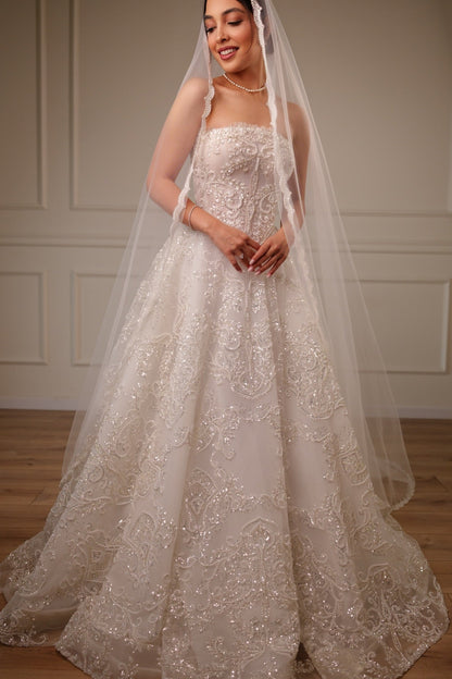 Beaded Embroidered Ball Gown Wedding Dress