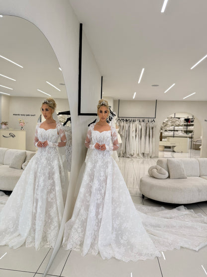 Lace Long Sleeve Ball Gown Wedding Dress