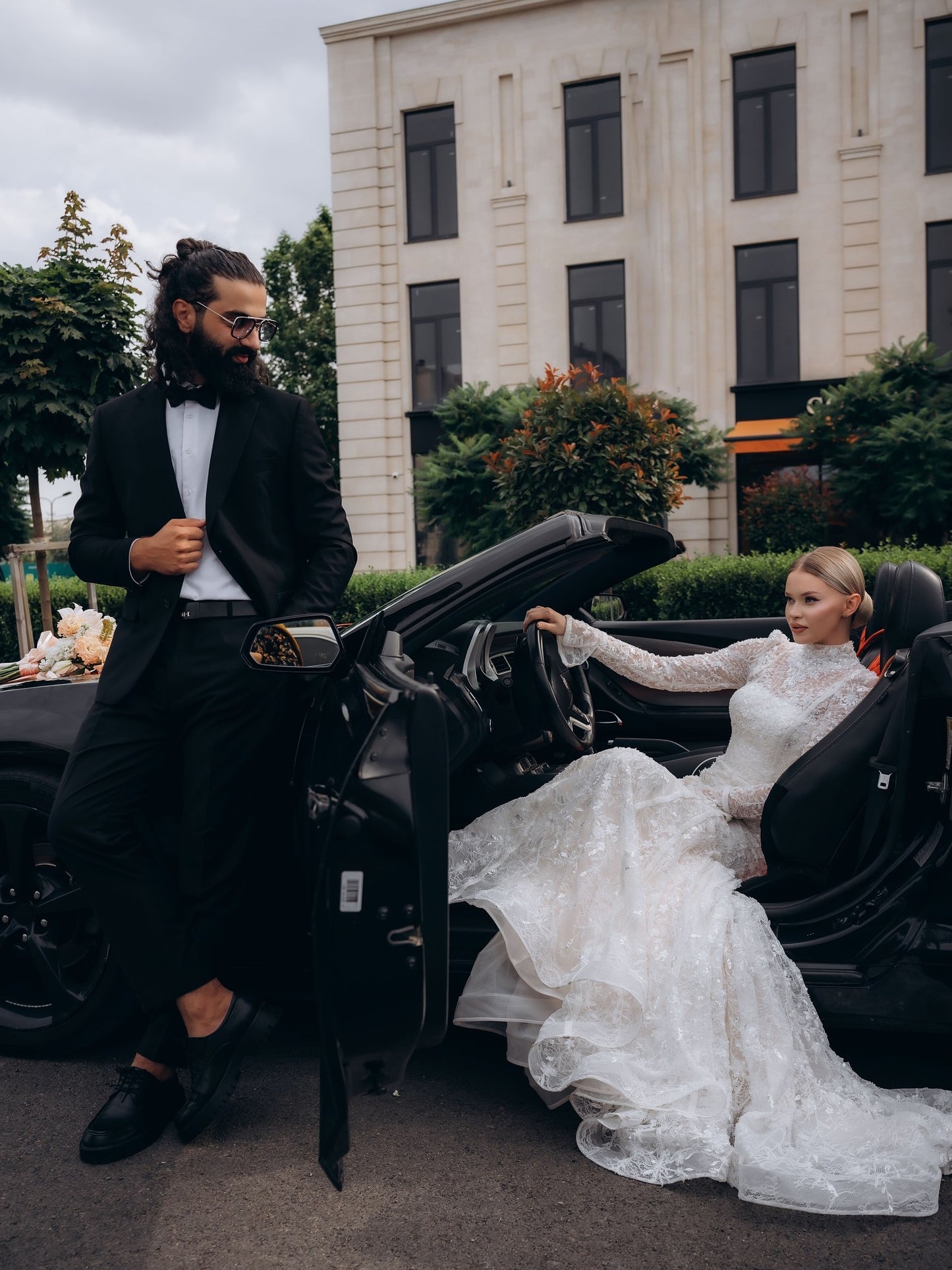High Neck Long Sleeve Mermaid Lace Wedding Dress