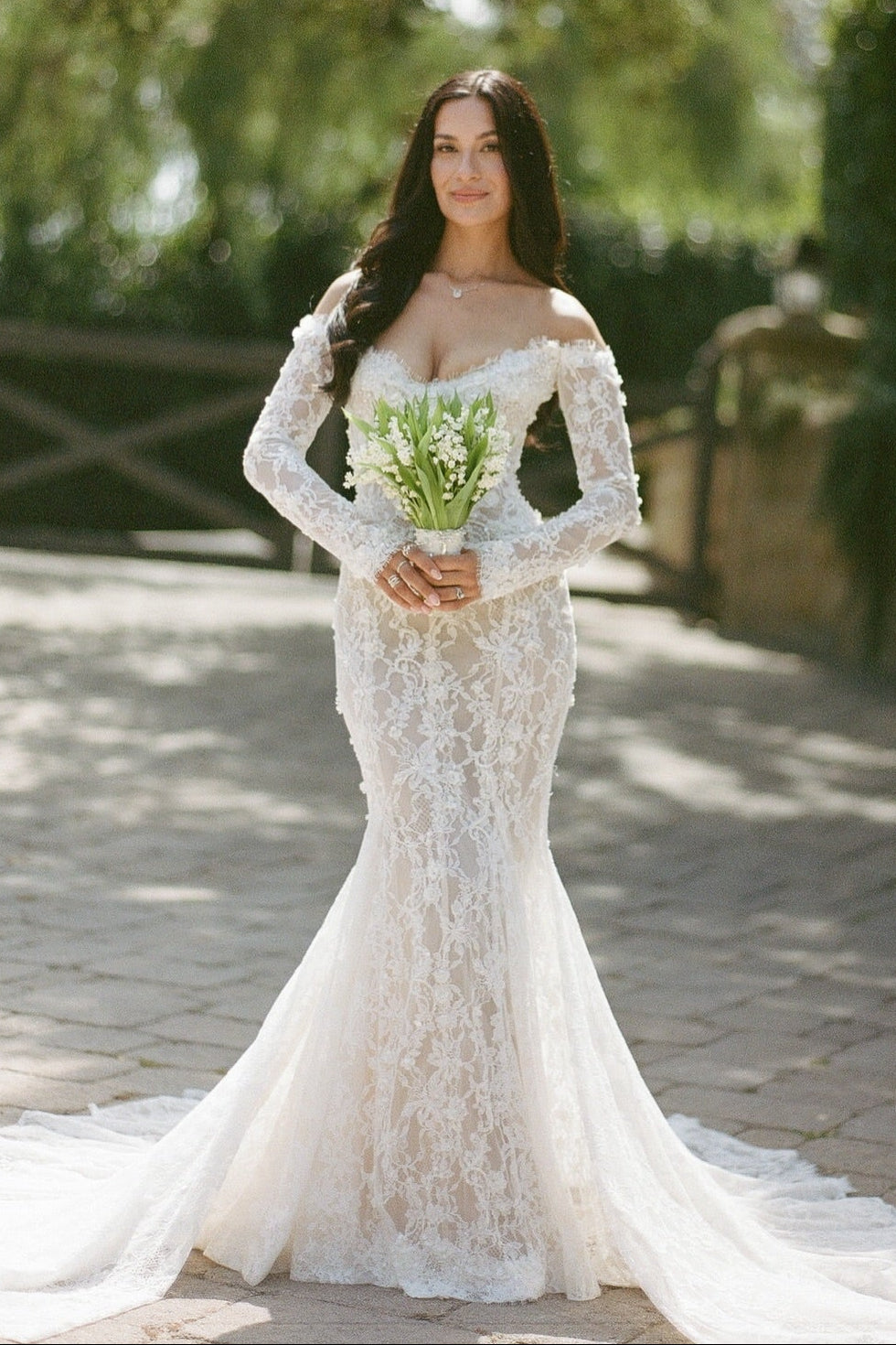 Off-the-Shoulder Lace Mermaid Wedding Dress