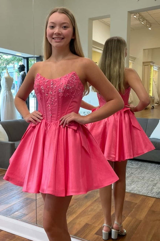 Strapless Corset Satin A-Line Mini Dress