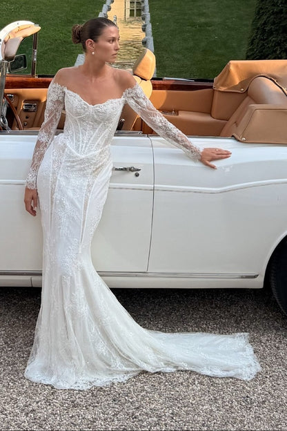 Lace Off-the-Shoulder Mermaid Wedding Dress