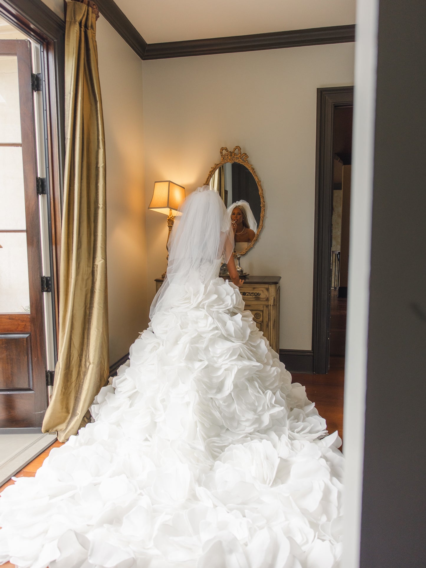 Strapless Ruffled Petal Ball Gown Wedding Dress