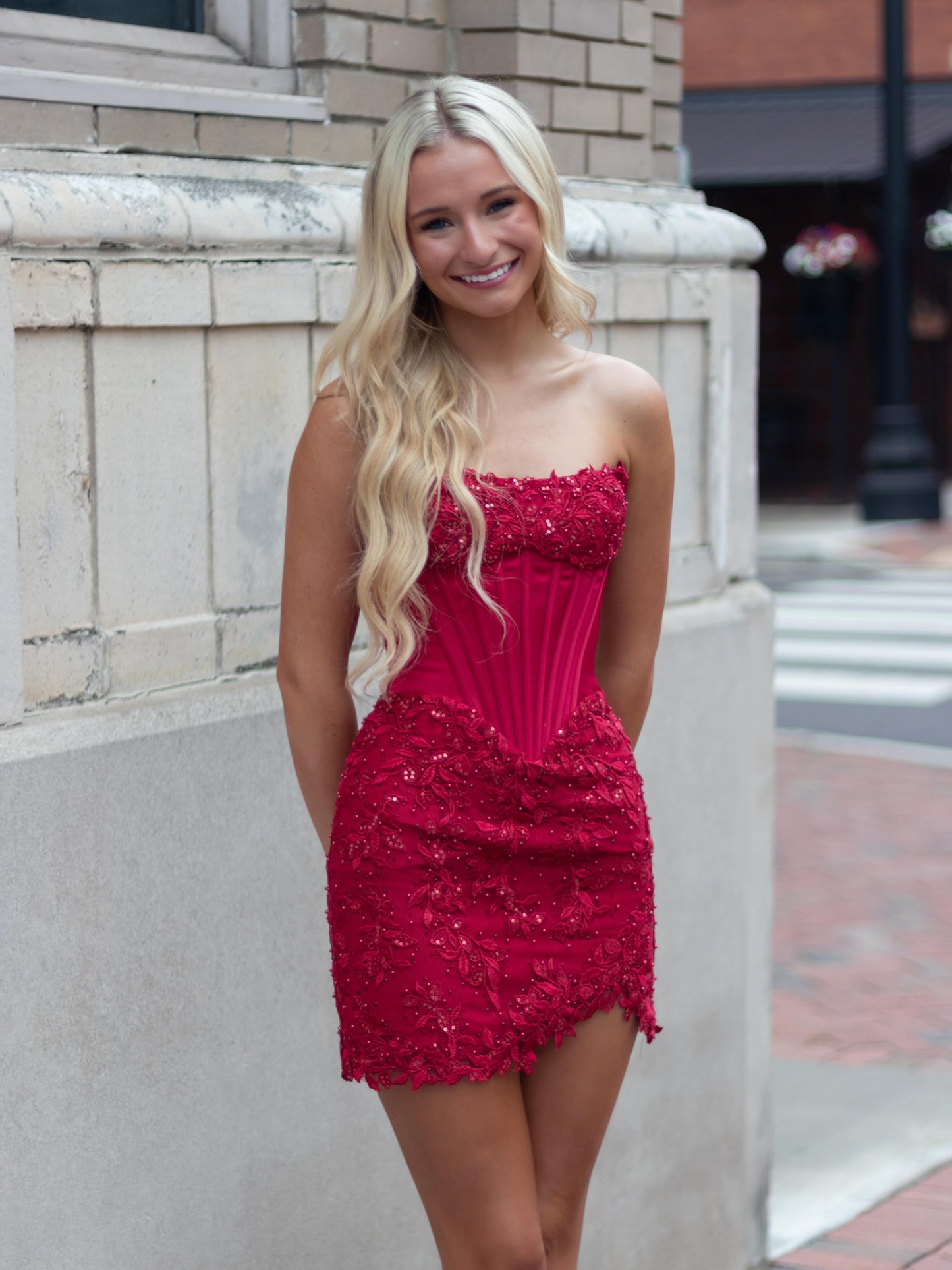 Strapless Corset Lace Mini Dress