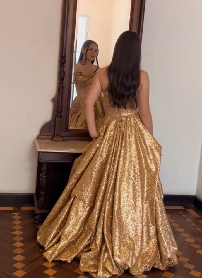 Glitter Ball Gown with Pick-Up Skirt